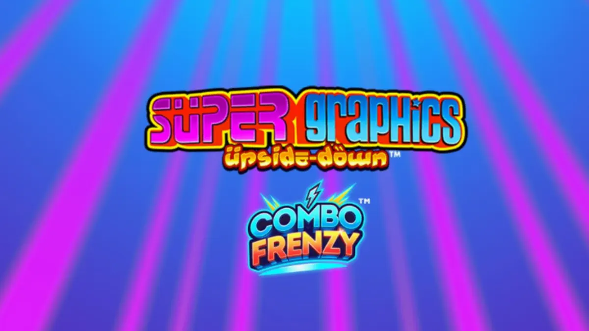 Interface do jogo de slot Super Graphics Upside Down com elementos de anime e gatos da sorte.