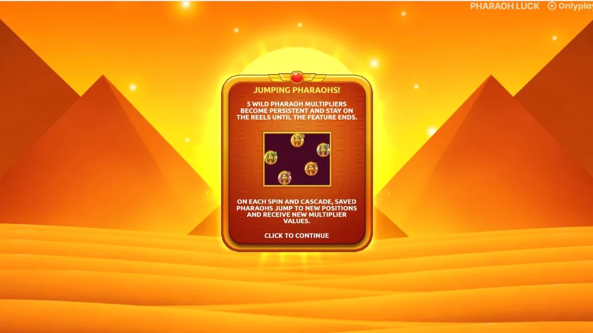 Interface do jogo de slot Pharaoh Luck com tema egípcio