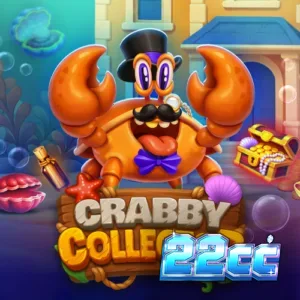 Interface do slot Crabby Collector com elementos subaquáticos e grade de símbolos